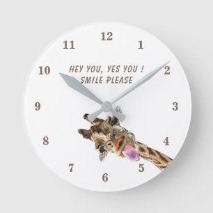 Funny Giraffe Clock Smile - Custom Text