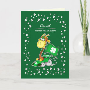 Funny Giraffe Custom Name St. Patrick's Day Card