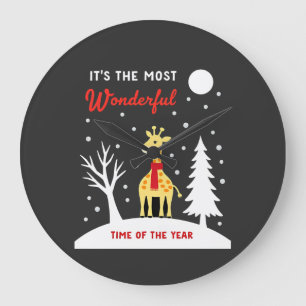 Funny Giraffe Design For Women Girls Safari Giraff Large Clock