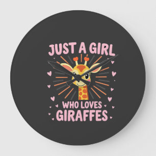 Funny Giraffe Design For Women Girls Safari Giraff Large Clock