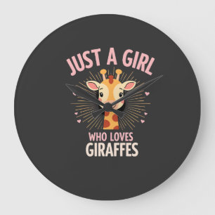 Funny Giraffe Design For Women Girls Safari Giraff Large Clock