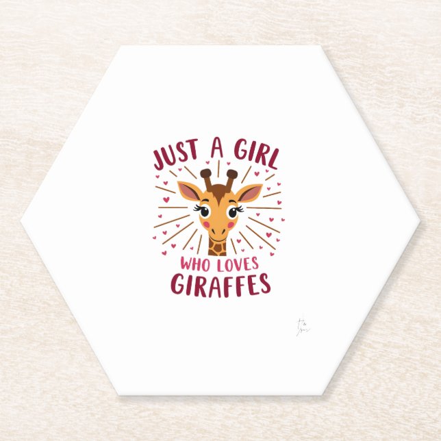 Funny Giraffe Design For Women Girls Safari Giraff Paper Coaster (Front)