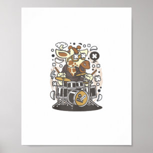 funny giraffe drummer  poster