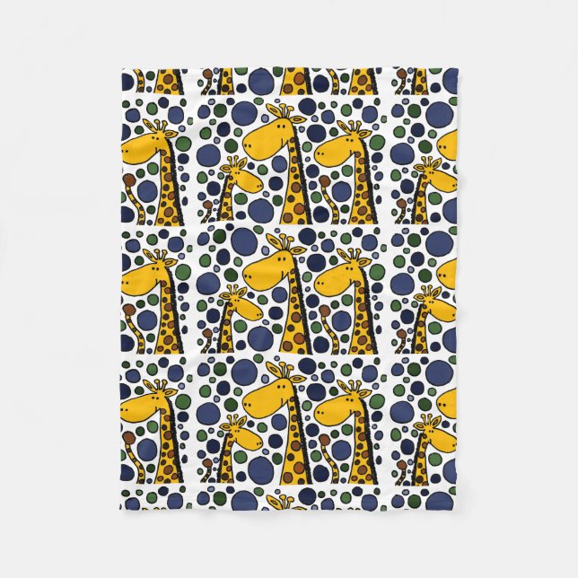 Funny Giraffe Family Abstract Art Fleece Blanket (Front)