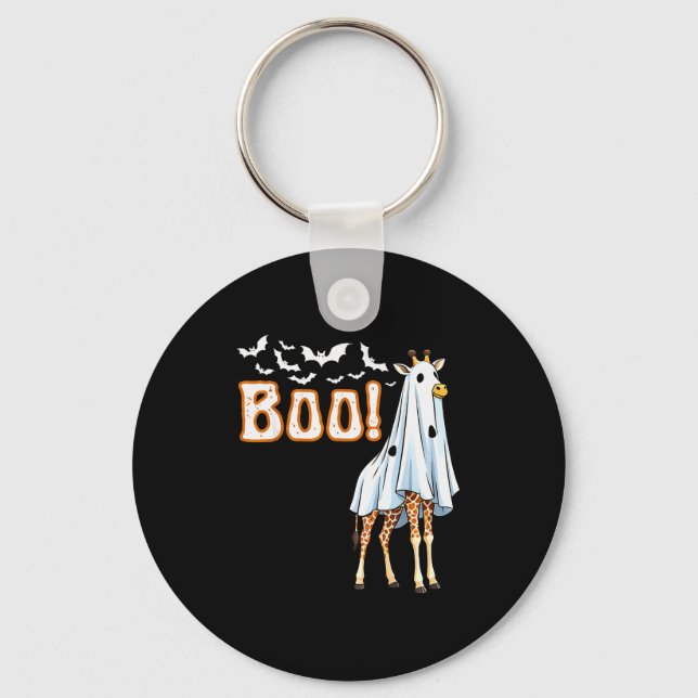 Funny Giraffe Ghost Boo Shirt Cute Animal Hallowee Key Ring (Front)