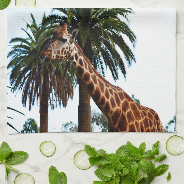 Funny Giraffe Giving A Raspberry, Tea Towel (Folded)