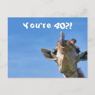 Funny Giraffe Happy 40th Birthday Postcard