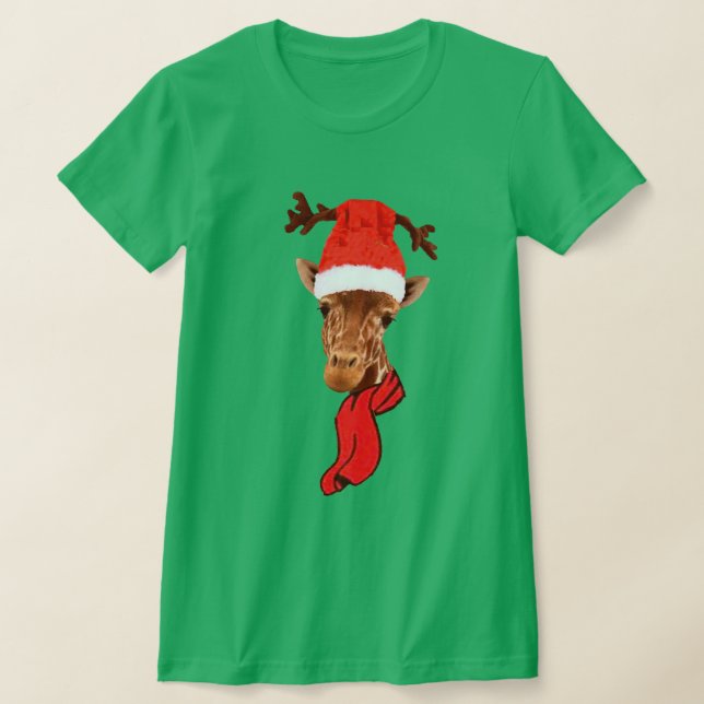 Funny Giraffe Holidays Christmas T-shirt Design (Laydown)