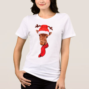 Funny Giraffe Holidays Shirt - Christmas Tri-Blend