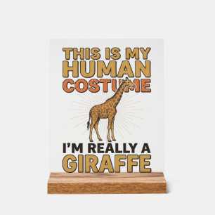 Funny Giraffe Human Costume Vintage Engraving Shir Acrylic Sign