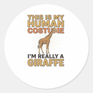 Funny Giraffe Human Costume Vintage Engraving Shir Classic Round Sticker