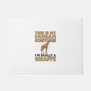 Funny Giraffe Human Costume Vintage Engraving Shir Doormat