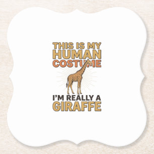 Funny Giraffe Human Costume Vintage Engraving Shir Paper Coaster
