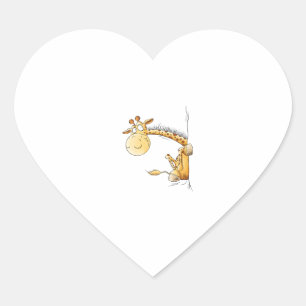 Funny Giraffe I Cute Cartoon Wild Animal Lover Fun Heart Sticker