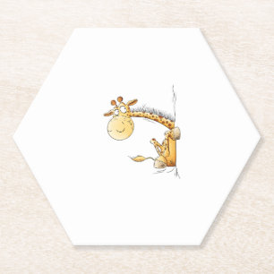 Funny Giraffe I Cute Cartoon Wild Animal Lover Fun Paper Coaster