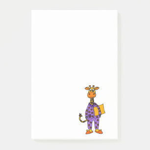 Funny Giraffe i Pyjamas with Pillow Cartoon Post-it Notes