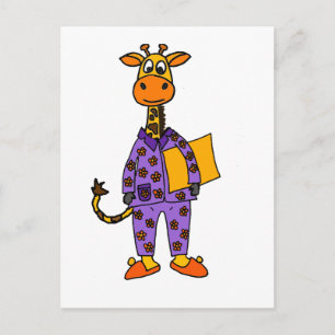 Funny Giraffe i Pyjamas with Pillow Cartoon Postcard