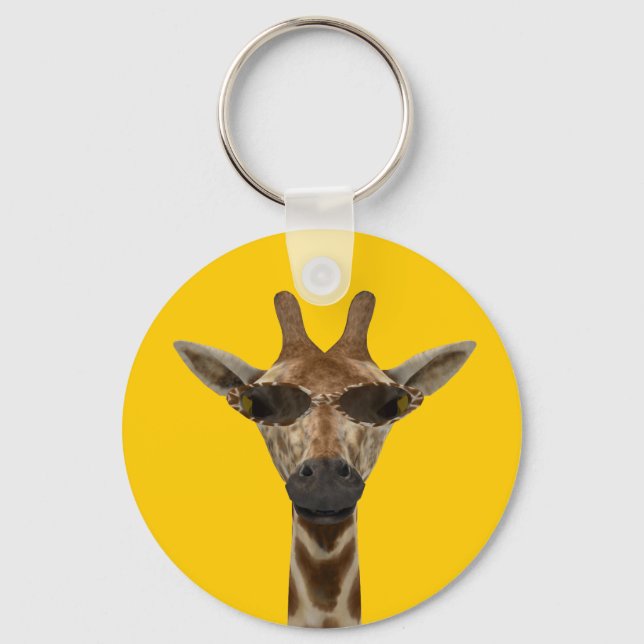 Funny Giraffe Incognito With Trendy Sunglasses Key Ring (Front)