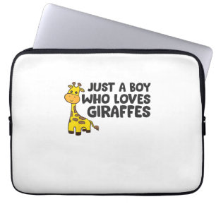Funny Giraffe Just a Boy Who Loves Giraffes Laptop Sleeve