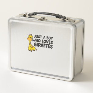 Funny Giraffe Just a Boy Who Loves Giraffes Metal Lunch Box