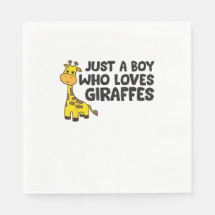 Funny Giraffe Just a Boy Who Loves Giraffes Napkin