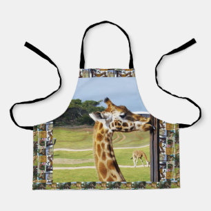 Funny Giraffe Licking, Kids Full Print Apron