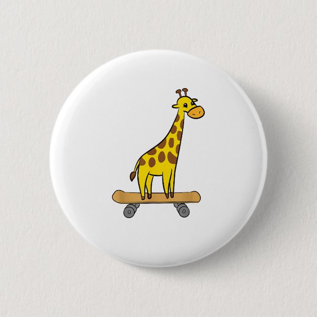 Funny Giraffe Lover Giraffe Skateboard  6 Cm Round Badge (Front)