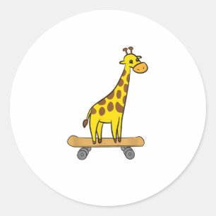 Funny Giraffe Lover Giraffe Skateboard  Classic Round Sticker