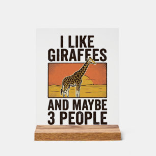 Funny Giraffe Lover Vintage Engraving Shirt Design Acrylic Sign