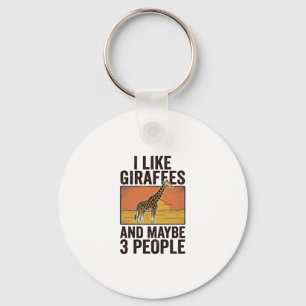 Funny Giraffe Lover Vintage Engraving Shirt Design Key Ring