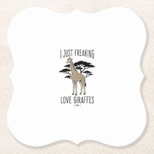 Funny Giraffe Lover Vintage Engraving Shirt Design Paper Coaster
