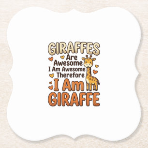 Funny Giraffe Lover Vintage Engraving Shirt Design Paper Coaster