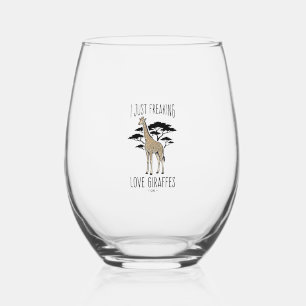 Funny Giraffe Lover Vintage Engraving Shirt Design Stemless Wine Glass