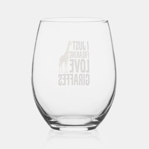 Funny Giraffe Lover Vintage Engraving Shirt Design Stemless Wine Glass