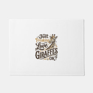 Funny Giraffe Lover Vintage Typography Shirt Desig Doormat