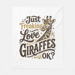 Funny Giraffe Lover Vintage Typography Shirt Desig Fleece Blanket