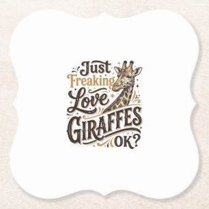 Funny Giraffe Lover Vintage Typography Shirt Desig Paper Coaster