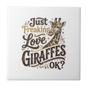 Funny Giraffe Lover Vintage Typography Shirt Desig Tile