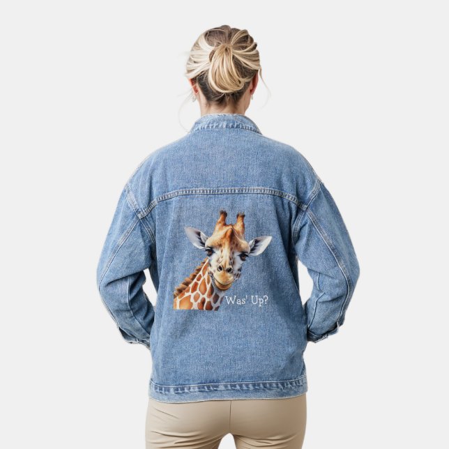 Funny Giraffe Lover's, Was' Up?  Denim Jacket (Model)