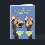 Funny Giraffe Margarita Birthday Card<br><div class="desc">Funny giraffe birthday card that is customisable with your personalised message.</div>