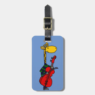 Funny Giraffe Playing Cello Art Luggage Tag