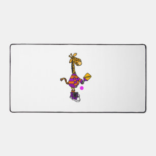 Funny Giraffe Playing Pickleball  Desk Mat