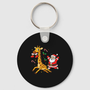 Funny Giraffe Santa Claus Boots Christmas Womens M Key Ring