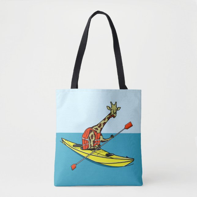 Funny giraffe sea kayaking tote bag (Front)