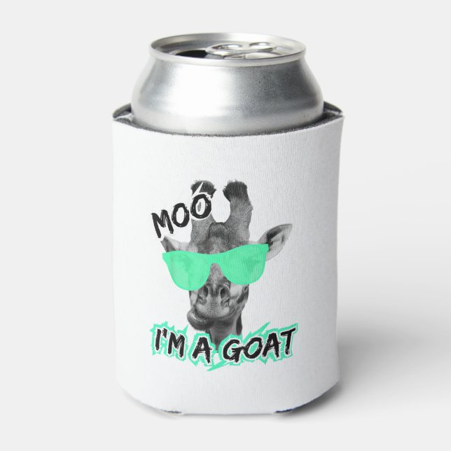 Funny Giraffe Shirt Moo I'm A Goat Cute Zoo Animal Can Cooler (Can Front)