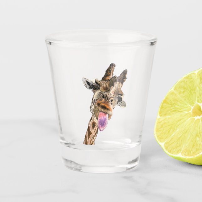 Funny Giraffe Shot Glass Smile - Custom Text (Front)
