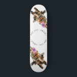 Funny Giraffe Skateboard Smile - Custom Text<br><div class="desc">Funny Skateboards with Playful Giraffe Tongue Out and Wink Cartoon Drawing Smile Text Skateboard - Customizable - or Choose / Add Your Unique Text / Fonts / Color - Make Your Special Gift - Resize and move or remove and add elements / image with Customization tool ! Drawing and Design...</div>