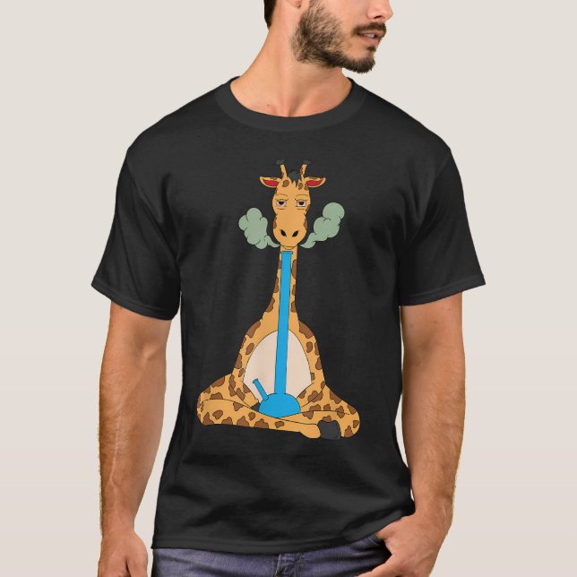 Funny Giraffe Smoking Bong T-Shirt (Front)