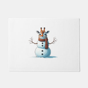 Funny Giraffe Snowman Scarf Christmas Womens Mens  Doormat