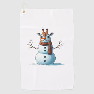 Funny Giraffe Snowman Scarf Christmas Womens Mens Golf Towel